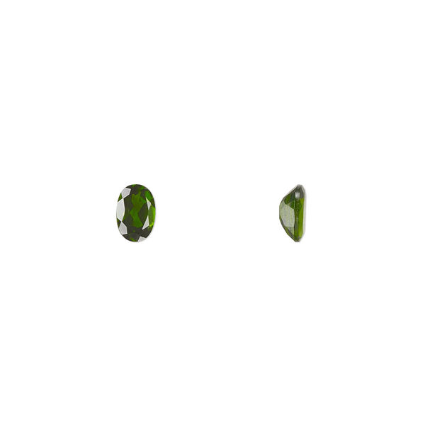 Gem, chrome diopside (natural), 6x4mm hand-cut faceted oval, B grade, Mohs hardness 5-1/2 to 6. Sold individually. image number 0