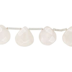 Rose quartz 1pkg14, hand-cut top-drilled faceted puffed teardrop bead natural 11x11mm-13x13mm