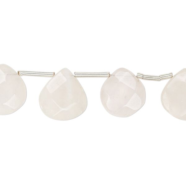 Rose quartz 1pkg14, hand-cut top-drilled faceted puffed teardrop bead natural 11x11mm-13x13mm image number 0
