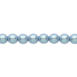 Bead, Czech pearl-coated glass druk, opaque iridescent blue/grey, 6mm round. Sold per 15-1/2" to 16" strand.