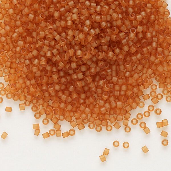Seed bead, Delica®, glass, pkg/7.5g, #11 round, translucent matte topaz crystal brown (DB-0777). image number 0