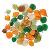 Drop mix, glass and brass, opaque to transparent green / orange / brown, 11mm-22x15mm double-sided leaf and heart. Sold per 50-gram pkg, approximately 50-55 drops. image number 1