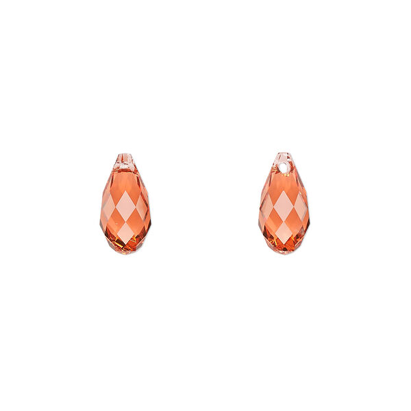 Briolette 24pk padparadscha, Crystal Passions® 11x5.5mm pendant drop 6010 image number 0