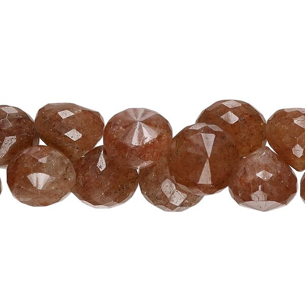Strawberry quartz 1pkg1, hand-cut top-drilled faceted teardrop bead natural 7 inch 9x9mm-11x10mm image number 0