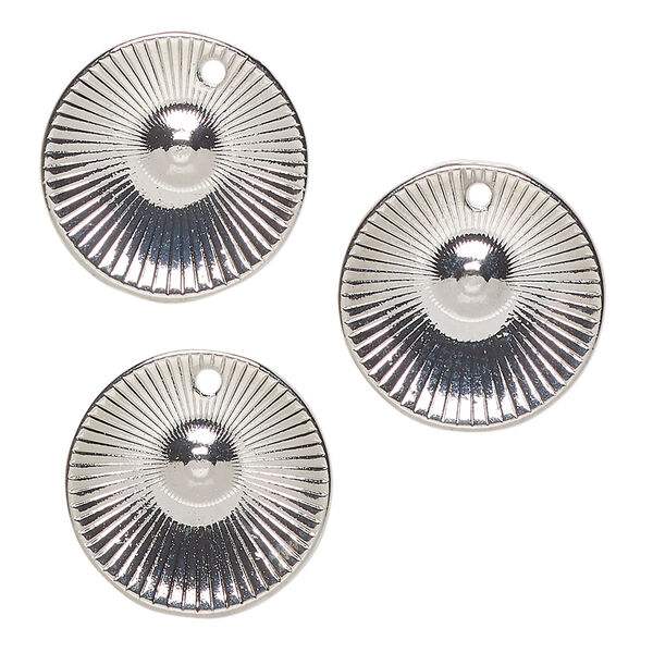 Drop, "pewter" (zinc-based alloy), pkg/3, 18mm round with "Faith" / "Hope" / "Love," antique silver finish. image number 0