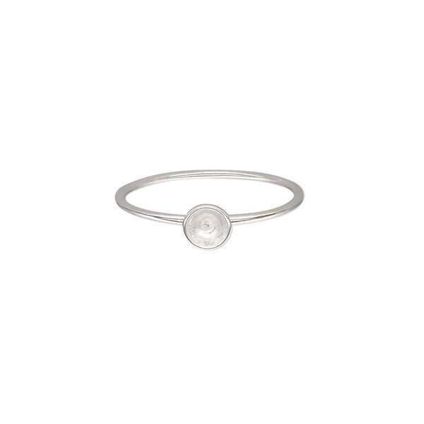 Ring, Almost Instant Jewelry®, sterling silver, 1mm wide with SS17 rivoli glue-in setting, size 7. Sold individually. image number 0