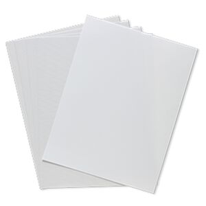 Hotfix transfer sheet, silicone / PET plastic film / PVC plastic, semitransparent white, 11x8-1/2 inch rectangle. Sold per pkg of 5.