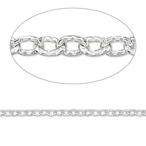 Chain 1pkg1 sterling silver cable, 2mm ribbed flat, 5 foot unfinished