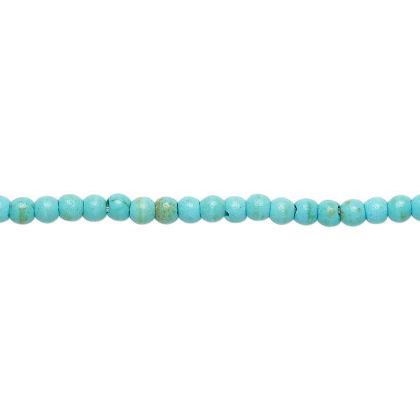 Bead mix, "turquoise" (resin) (imitation), light blue and green, 3mm round. Sold per 15-inch strand. image number 0