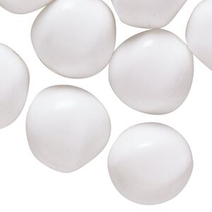 Bead, acrylic, white, 18x16mm freeform round. Sold per 4-ounce pkg, approximately 35 beads.