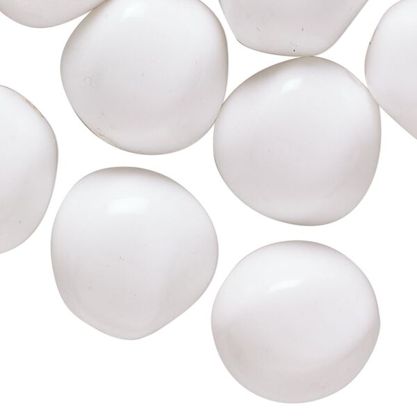 Bead, acrylic, white, 18x16mm freeform round. Sold per 4-ounce pkg, approximately 35 beads. image number 0