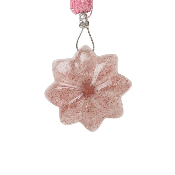 Strawberry quartz / garnet 1pkg1, top-drilled hand-cut 1sided carved flower bead natural, 22mm image number 1