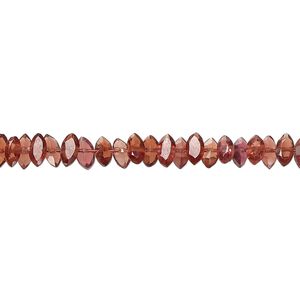 Garnet 1pkg1, hand-cut faceted puffed marquise bead natural 14 inch 5x2mm-6x3mm