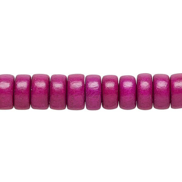 Bead 1pkg1, Taiwanese cheesewood (dyed / waxed), dark purple, 8x4mm rondelle, 15-1/2 to 16 inches. image number 0