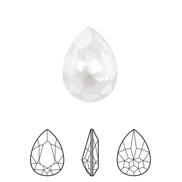 Fancy stone 1pk crystal electric white ignite LacquerPRO, Crystal Passions® 18x13mm pear 4320 image number 0