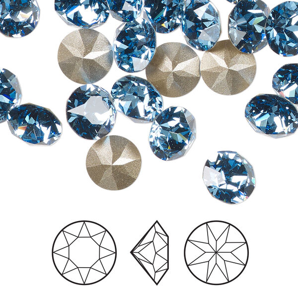 Chaton 6pk cool blue foil back, Crystal Passions® Regenerated 8.16 to 8.41mm round SS39 1088 image number 0