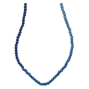 Bead, Taiwanese cheesewood (dyed / waxed), blue ombre, 6mm round. Sold per pkg of (2) 15-1/2" to 16" strands.