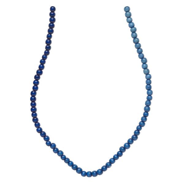Bead, Taiwanese cheesewood (dyed / waxed), blue ombre, 6mm round. Sold per pkg of (2) 15-1/2" to 16" strands. image number 0