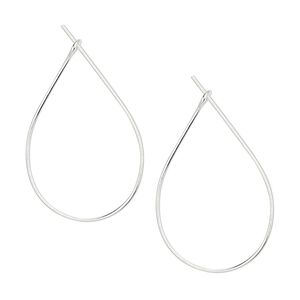 Earring hoop 1pkg10 silver-plated, 27x17mm teardrop, 23 gauge brass 5 pair