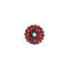 Bead, Egyptian glass rhinestone / epoxy / resin, red and dark green, 12mm round with pav&eacute; striped design. Sold individually. image number 1