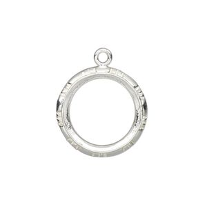 Drop, Almost Instant Jewelry®, sterling silver, 19mm round with open back and textured edge with 16mm rivoli setting. Sold individually.