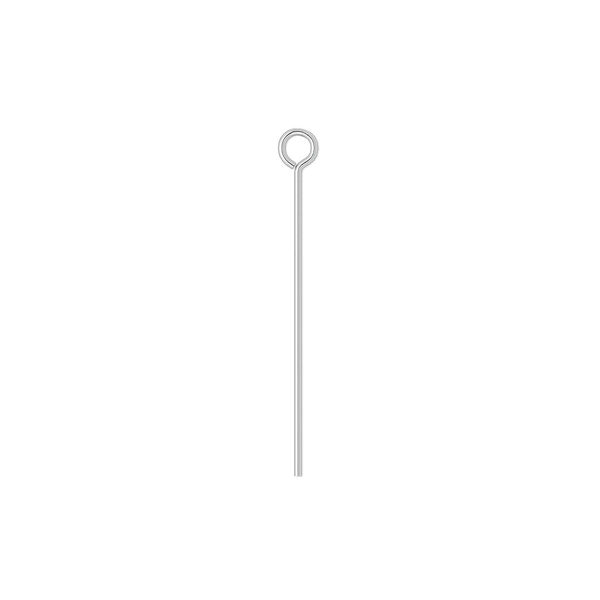 Eye pin, silver-plated brass, 1 inch, 24 gauge. Sold per pkg of 500. image number 0
