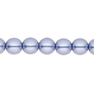 Bead, glass pearl, coated glass, violet, 8mm round. Sold per 21 " strand, approximately 75 beads.