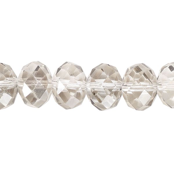 Bead, glass, translucent grey, 11x8mm-12x9mm faceted rondelle. Sold per 8-inch strand, approximately 20 beads. image number 0
