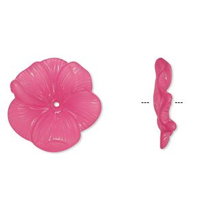 Component, acrylic, frosted fuchsia, 31x6mm flower. Sold per pkg of 6.