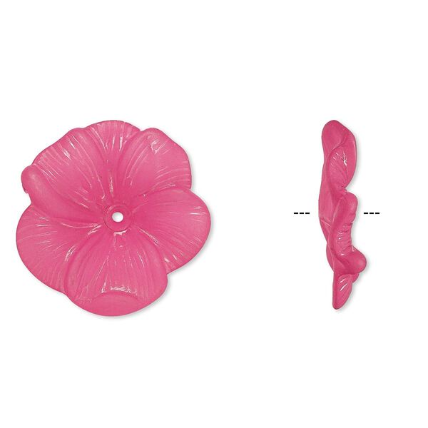 Component, acrylic, frosted fuchsia, 31x6mm flower. Sold per pkg of 6. image number 0