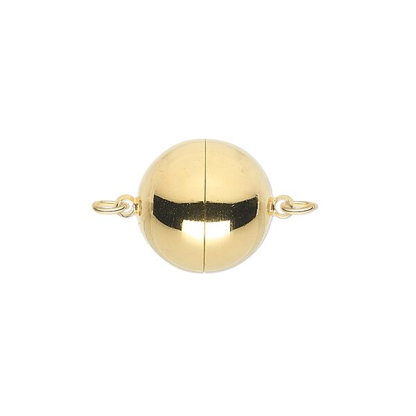 Clasp magnetic 1pkg1 gold-plated, 14mm round, copper 1-strand image number 0