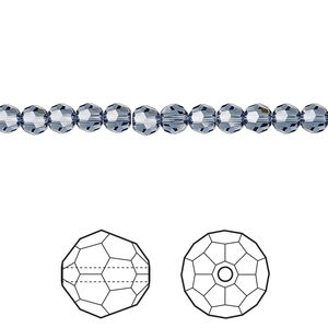 Bead 720pk denim blue, Swarovski® 4mm round 5000