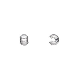 Crimp cover, silver-plated brass, 5mm corrugated round. Sold per pkg of 500.