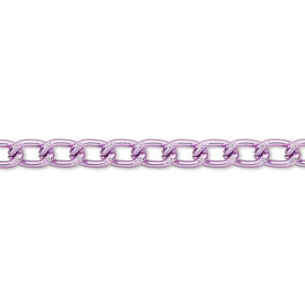 Chain, anodized aluminum, light purple, 4mm curb. Sold per pkg of 25 feet. image number 0