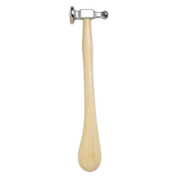 Chasing hammer, steel and rubberwood, natural, 28mm convex head and 14mm ball head, 10 inches. Sold individually. image number 0