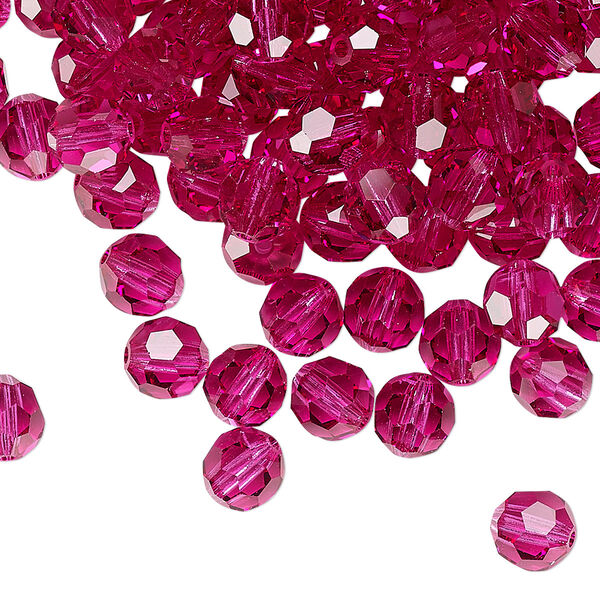 Bead 24pk fuchsia, Preciosa Czech crystal 6mm round image number 0