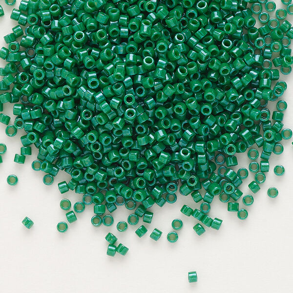 Seed bead, Delica®, glass, pkg/7.5g, #11 round, opaque green (DB-0656). image number 0