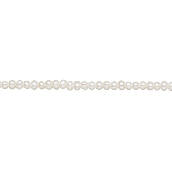 Pearl, cultured freshwater (bleached), white, 2-2.4mm seed, A- grade, Mohs hardness 2-1/2 to 4. Sold per 10-inch strand, approximately 140 beads. image number 0