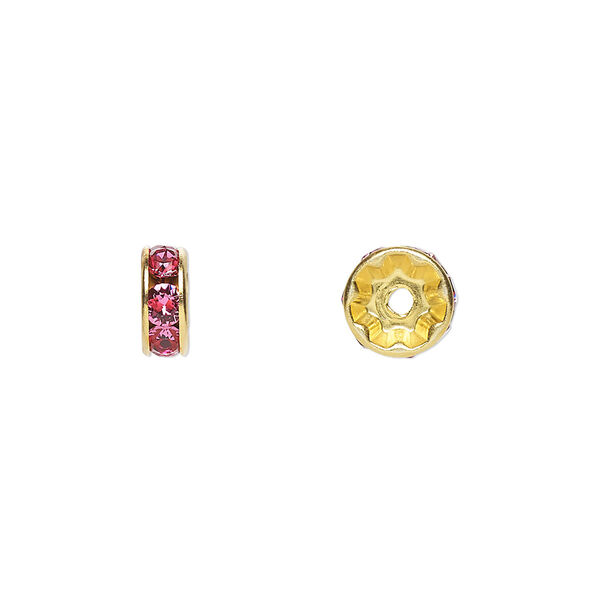 Bead 4pk rose gold plate foil back, Crystal Passions® 8x3.5mm rondelle 77508 image number 0