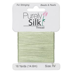 Thread, Purely Silk™, medium green, size FF. Sold per 16-yard card.