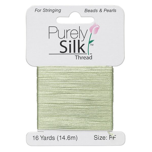 Thread, Purely Silk™, medium green, size FF. Sold per 16-yard card. image number 0