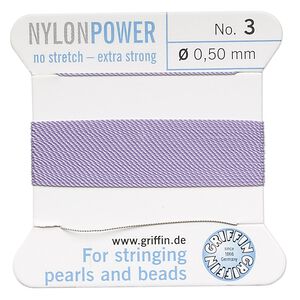 Thread, Griffin, nylon, lilac, size #3. Sold per 2-meter card (approximately 78 inches).