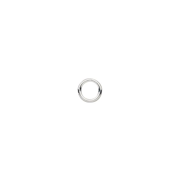 Jump ring, sterling silver, 6mm soldered round, 4.3mm inside diameter, 19 gauge. Sold per pkg of 20. image number 0