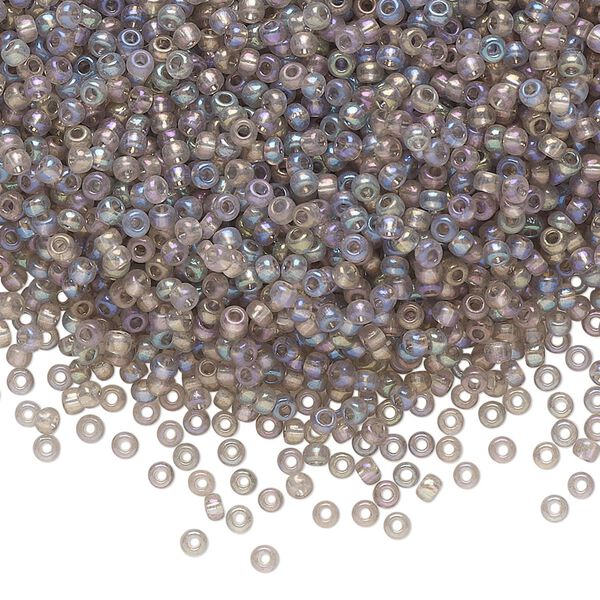 Seed bead, Preciosa Ornela Czech glass, pkg/500g, #11 rocaille, translucent solgel dyed rainbow grey, (41141). image number 0
