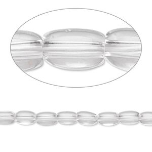 Quartz crystal 1pkg1, oval bead natural 8 inch 6x4mm