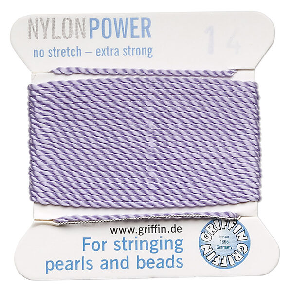 Thread, Griffin, nylon, lilac, size #14. Sold per 2-meter card (approximately 78 inches). image number 0