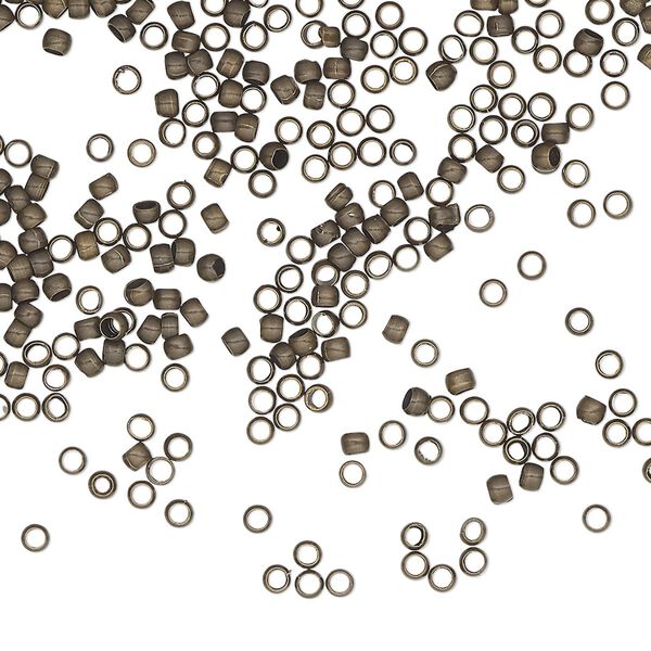 Crimp, antique brass-finished brass, 2x1.5mm round and 2mm tube, 1-1.3mm inside diameter. Sold per pkg of 400. image number 0