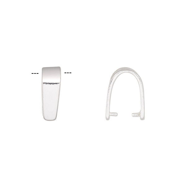 Bail, ice-pick, sterling silver, 13x5mm plain, 9mm grip length. Sold per pkg of 2. image number 0
