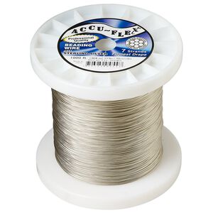 Beading wire, Accu-Flex®, nylon and .925 sterling silver, clear, 7 strand, 0.019-inch diameter. Sold per 1,000-foot spool.