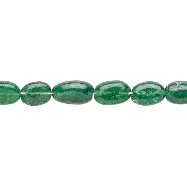 Emerald green aventurine 1pkg1, hand-cut flat oval bead natural 15.5-16 inch 7x6mm-10x8mm image number 0